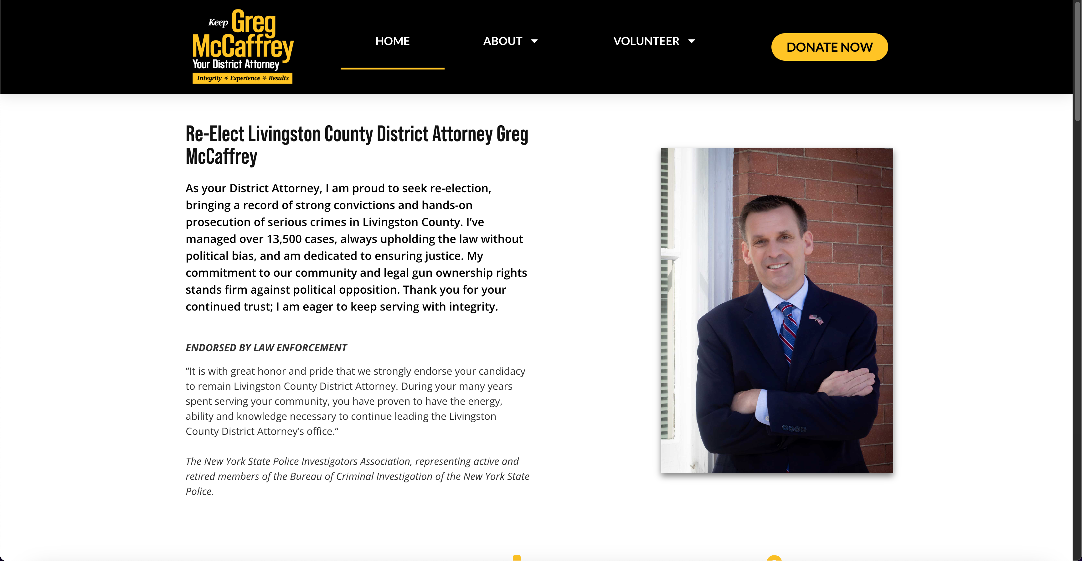 Greg McCaffrey for Livingston County DA campaign website